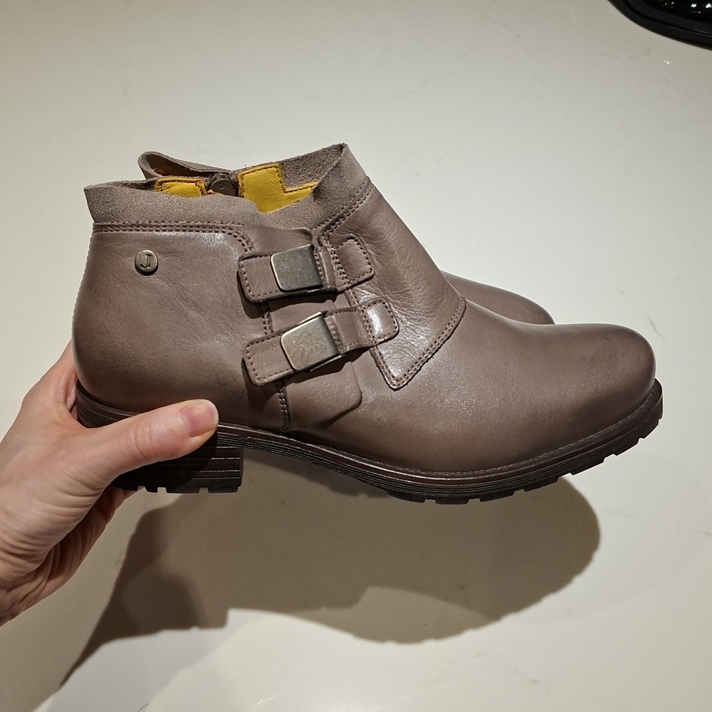NWOT Jafa Gray Leather Moto/Desert/Steampunk Ankle Boots (EU 42/US 11) - Picture 2 of 9